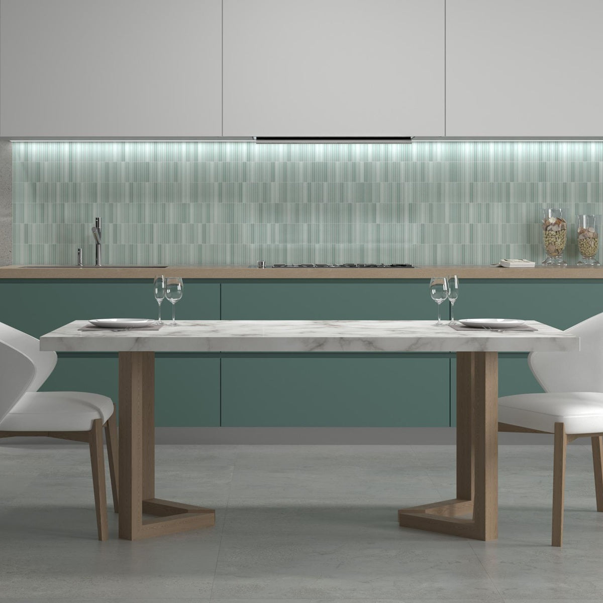 Carrelage Mural Kit Kat Mosaic Anise Green Matt 11,5x23,1 cm de Dune Ceramica