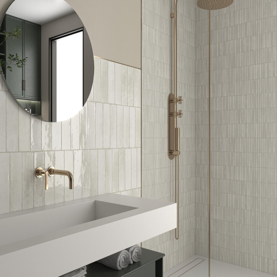 Carrelage Mural Kit Kat Mosaic Ivory Glossy 11,5x23,1 cm de Dune