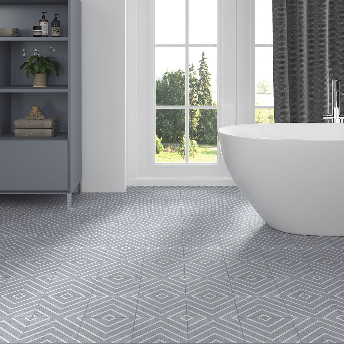 Carrelage Effet carreau de ciment Blue Water Decor Blue One 20x20 cm de Mainzu