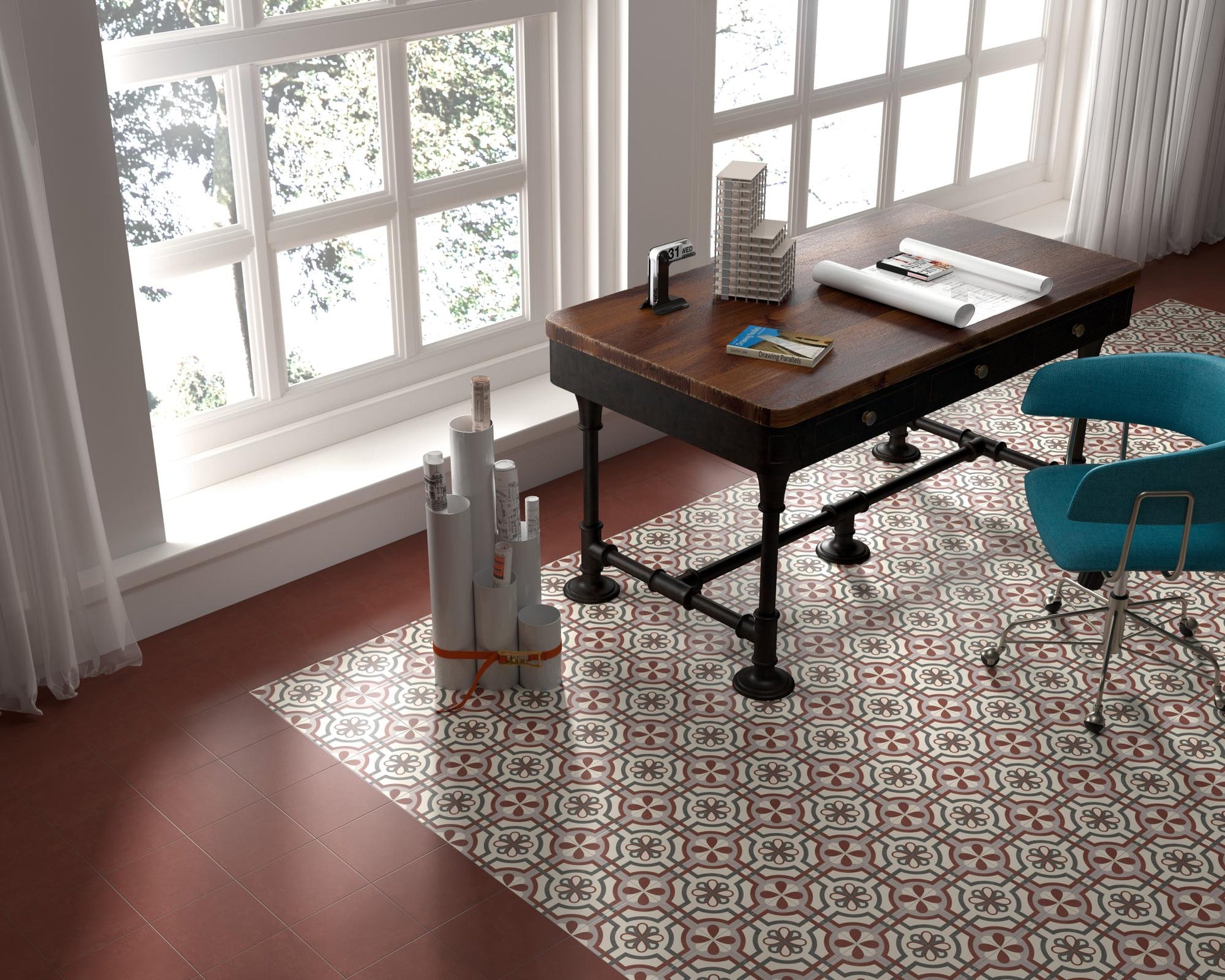 Carrelage Effet Carreau de Ciment Evora 20x20 cm de Dune