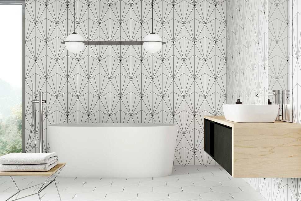 Carrelage Effet Carreau de Ciment Hexagonal Venus 28,5x33 cm de Realonda28.5x33 cm Boite de 1 m² / Venus White