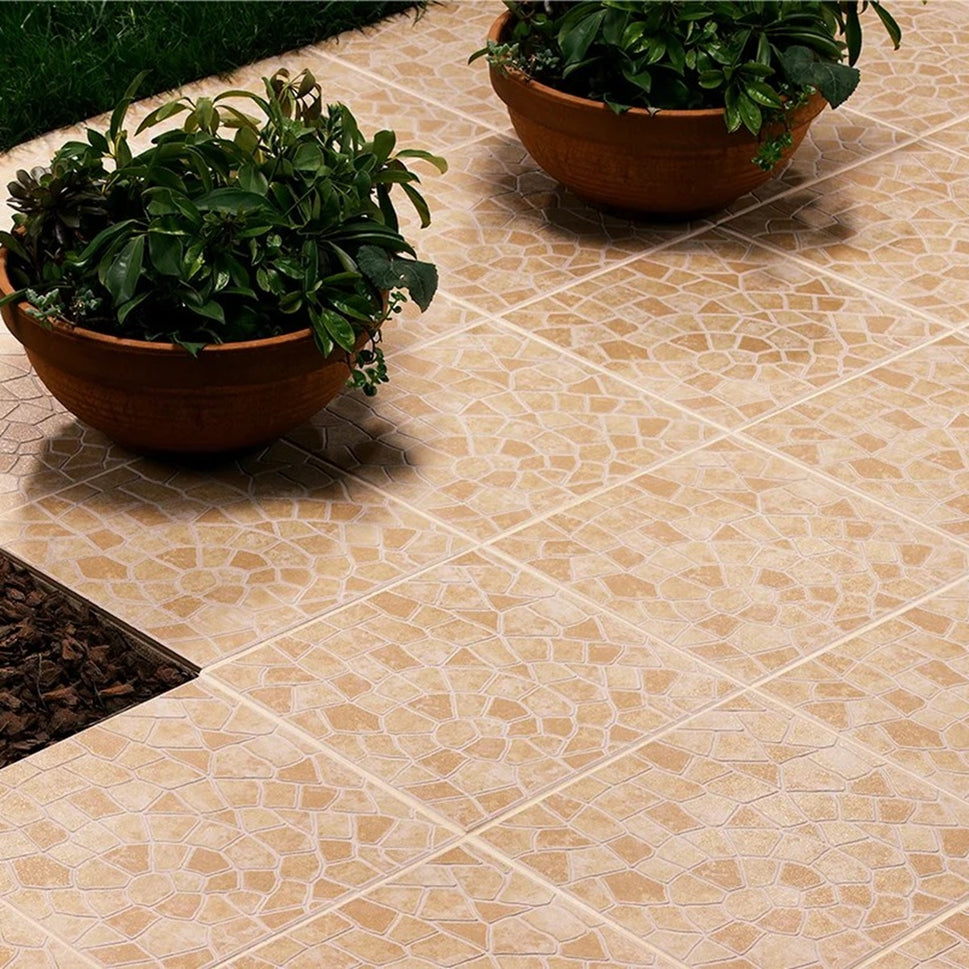 Carrelage Terrasse Effet Pierre Pave Acores Beige 33,5 x 33,5 cm