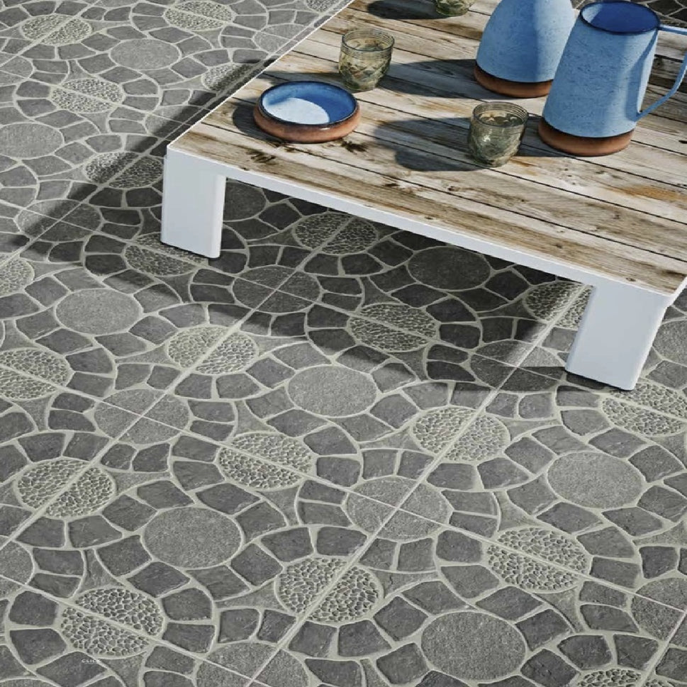 Carrelage Terrasse Effet Pierre Decor Lugo Gris 45x45 cm de Prissmacer
