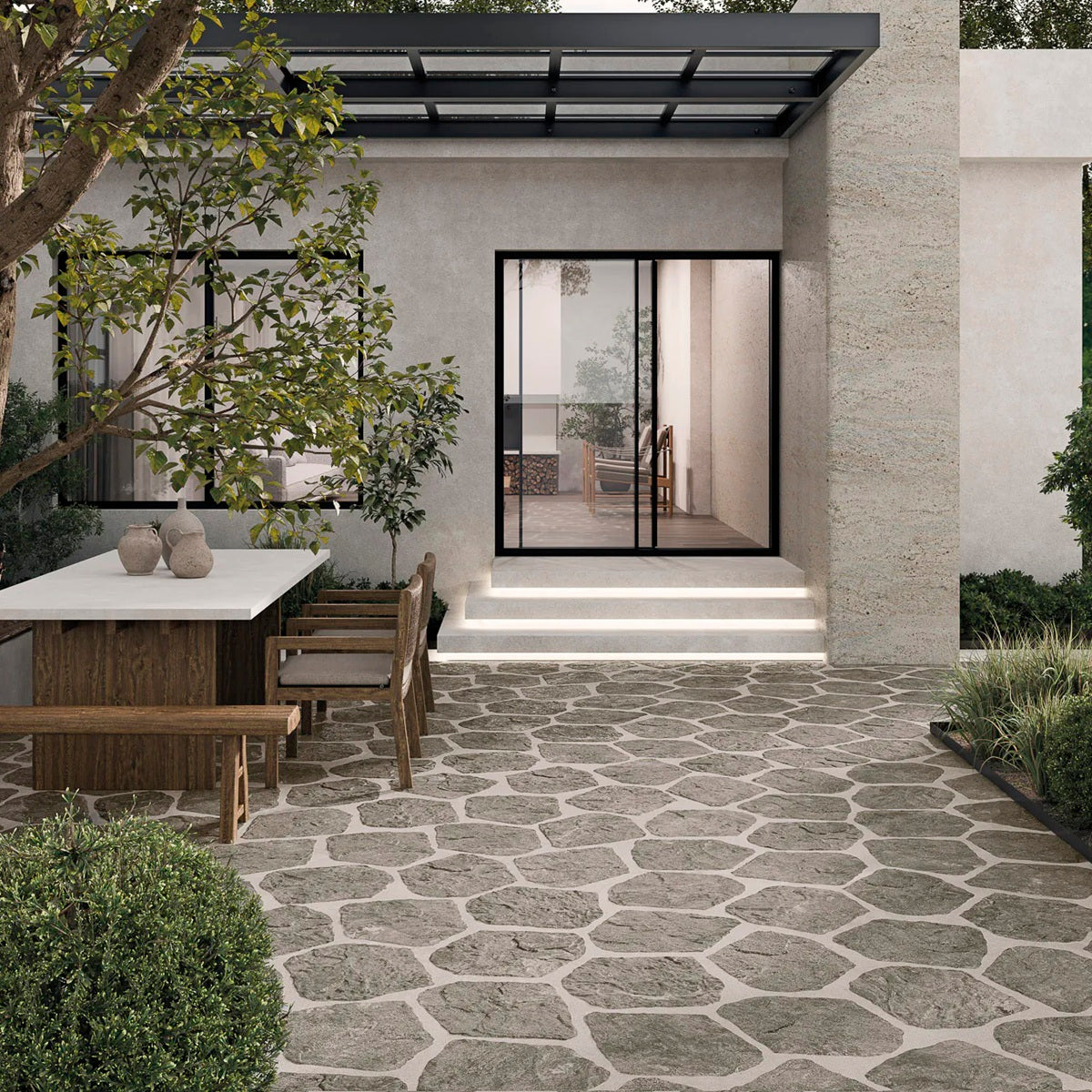 Carrelage Effet Pierre Nazca Anthracite 28,5x33 cm de Realonda