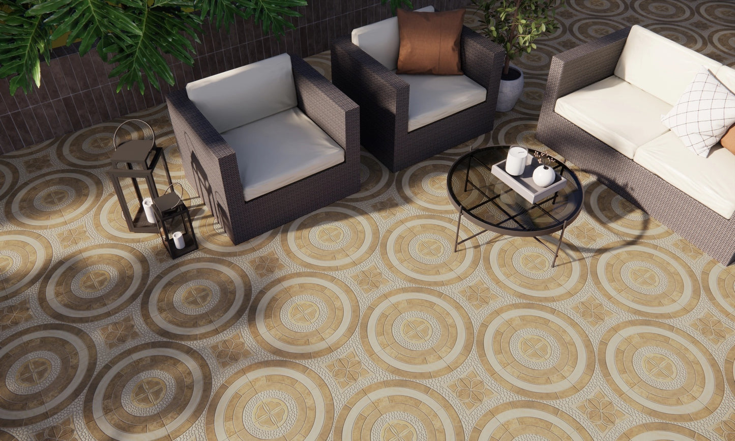 Carrelage Terrasse Effet Pierre Segovia Crema 45x45 cm de Prissmacer