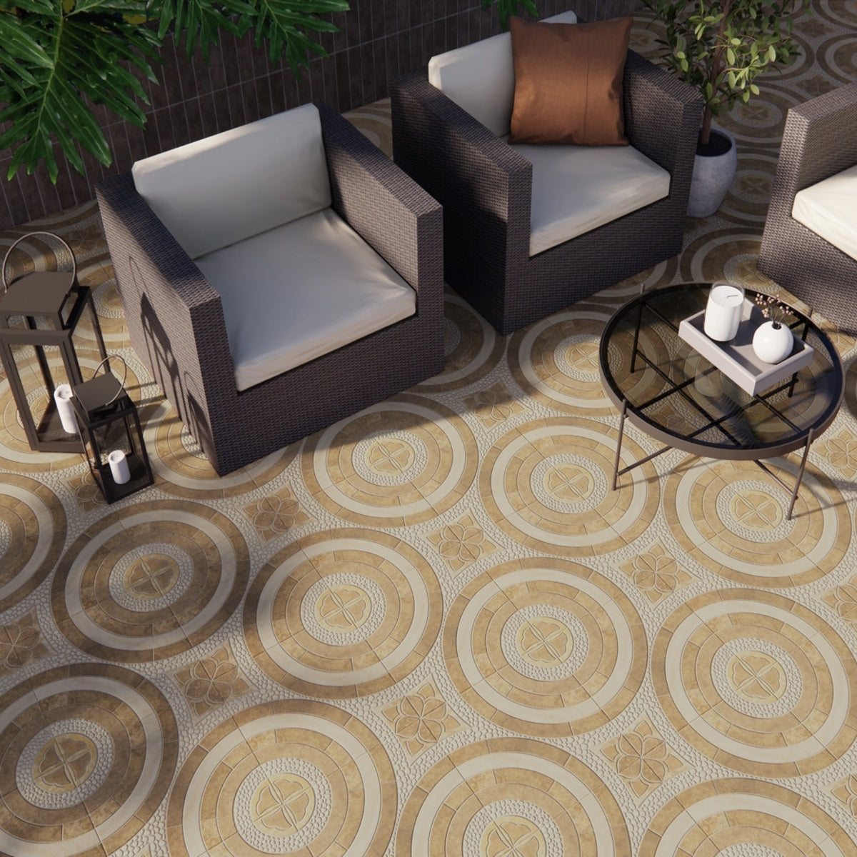 Carrelage Terrasse Effet Pierre Segovia Crema 45x45 cm de Prissmacer