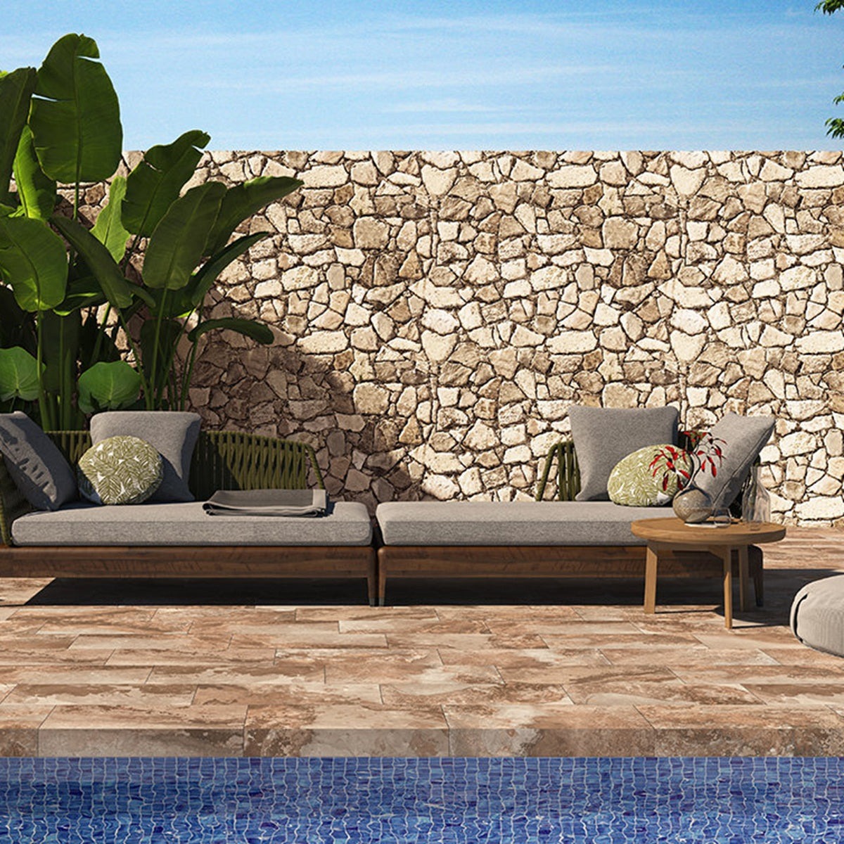 Carrelage Terrasse et Piscine Effet Pierre Hekla Siena de Ecoceramic