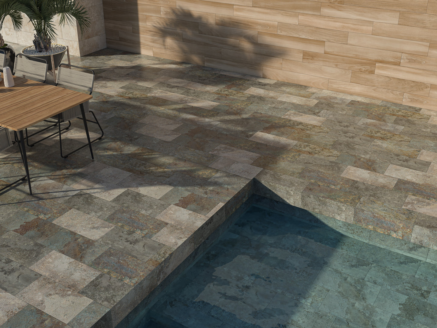Carrelage Terrasse et Piscine Effet Pierre Kilauea Mix 30x60 cm de Ecoceramic