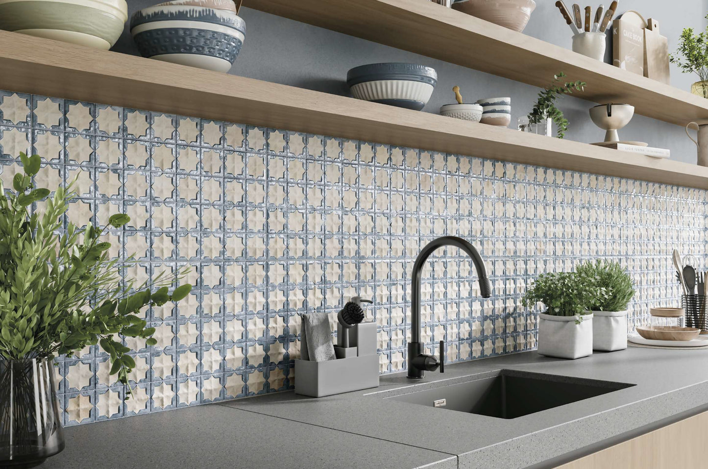Carrelage Mural Decor Tetuan Arena Aqua 31x56 cm de Realonda