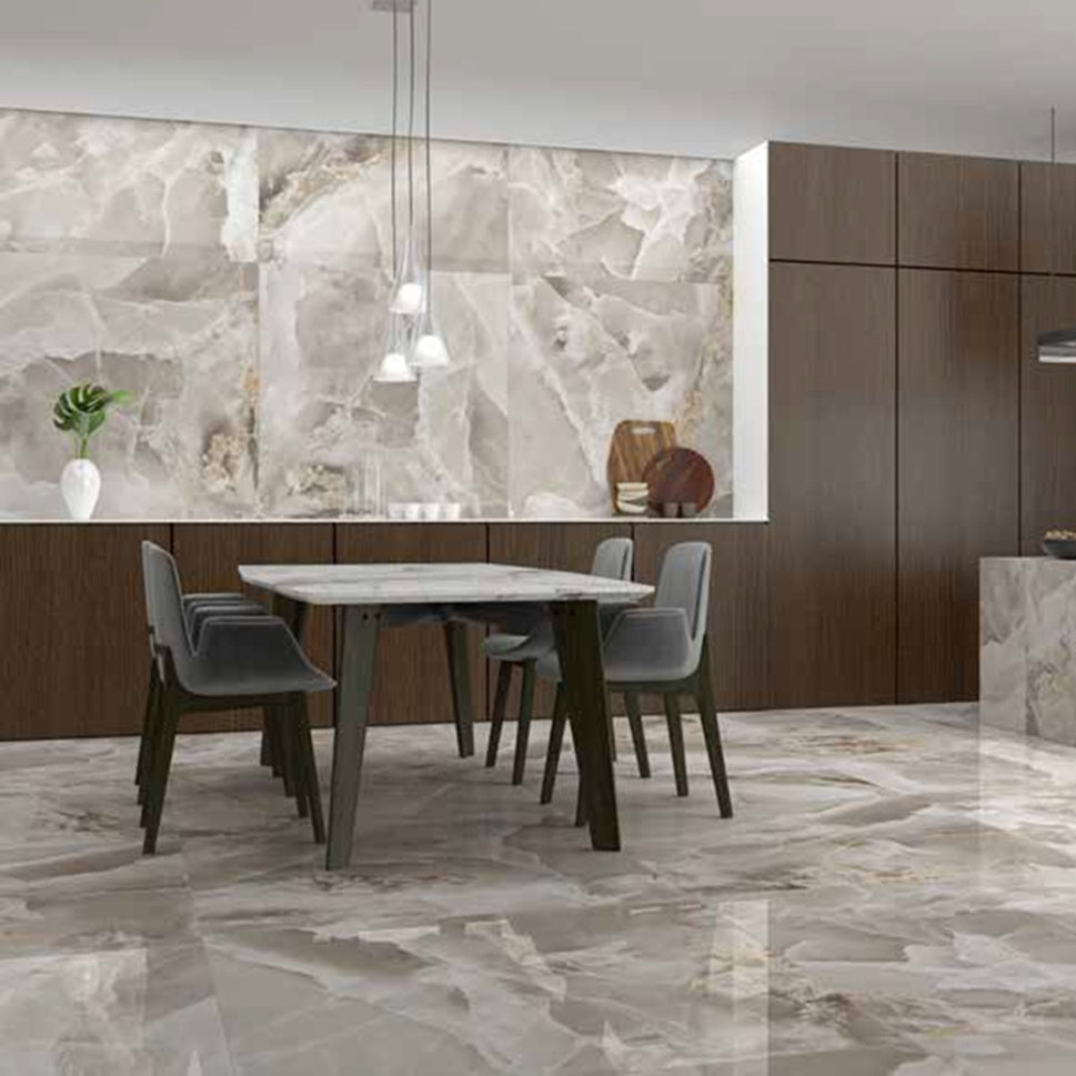 Carrelage Effet Marbre Iceland Topaz Brillant 120x120 cm de Ecoceramic