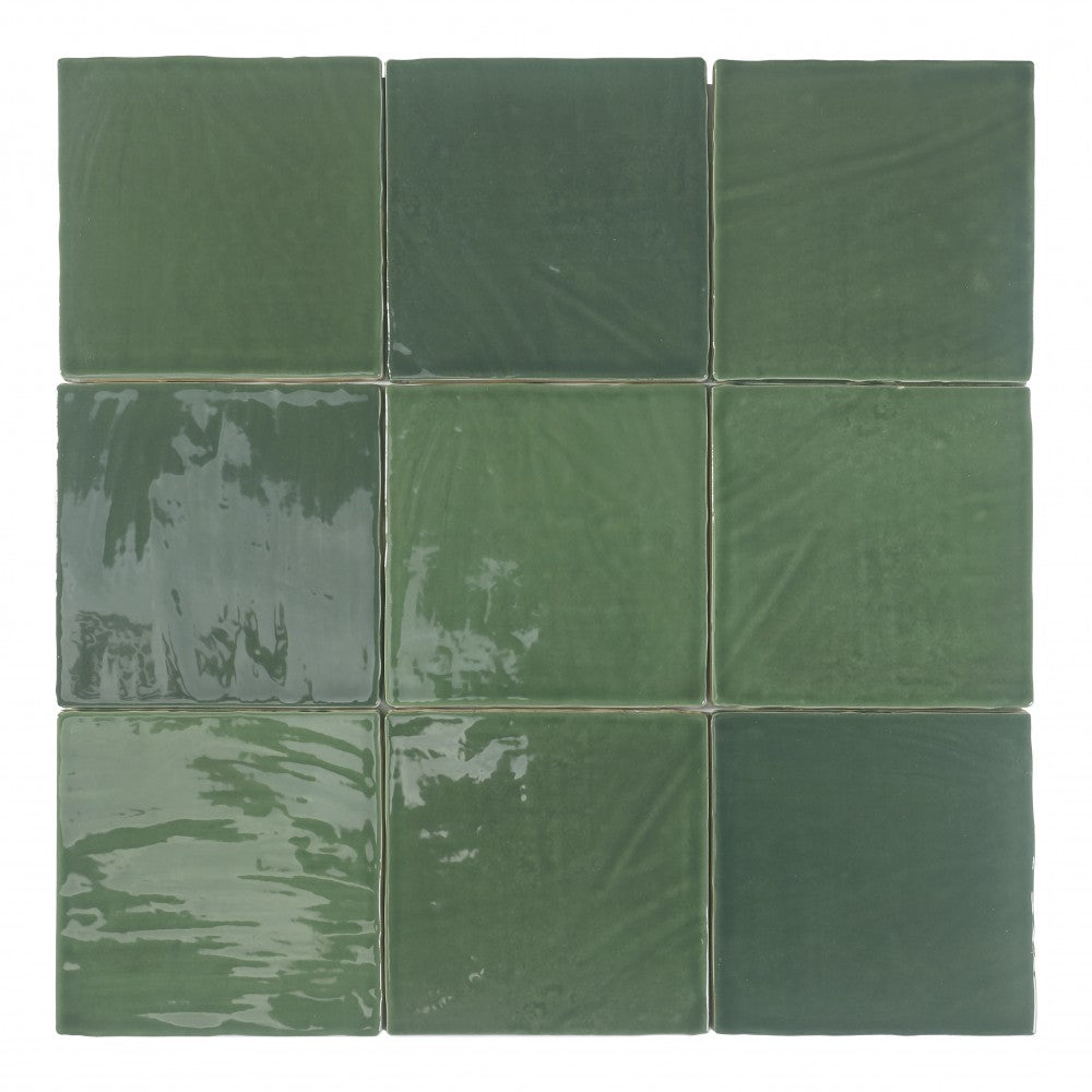 Carrelage Effet Zellige Brillant Tabarca Verde 15x15 cm de Dune