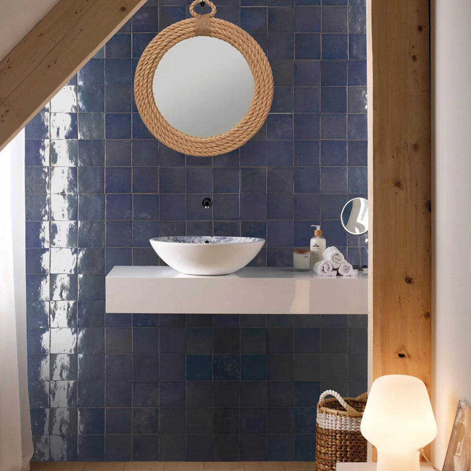 Carrelage Effet Zellige Manara Clay Meknes Marine 10x10 cm de Nanda Tiles