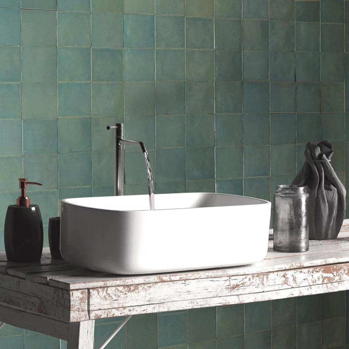 Carrelage Effet Zellige Manara Clay Tamir Turquesa 10x10 cm de Nanda Tiles