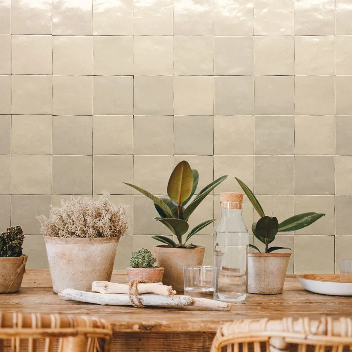 Carrelage Effet Zellige Manara Clay Tantan Beige 10x10 cm de Nanda Tiles