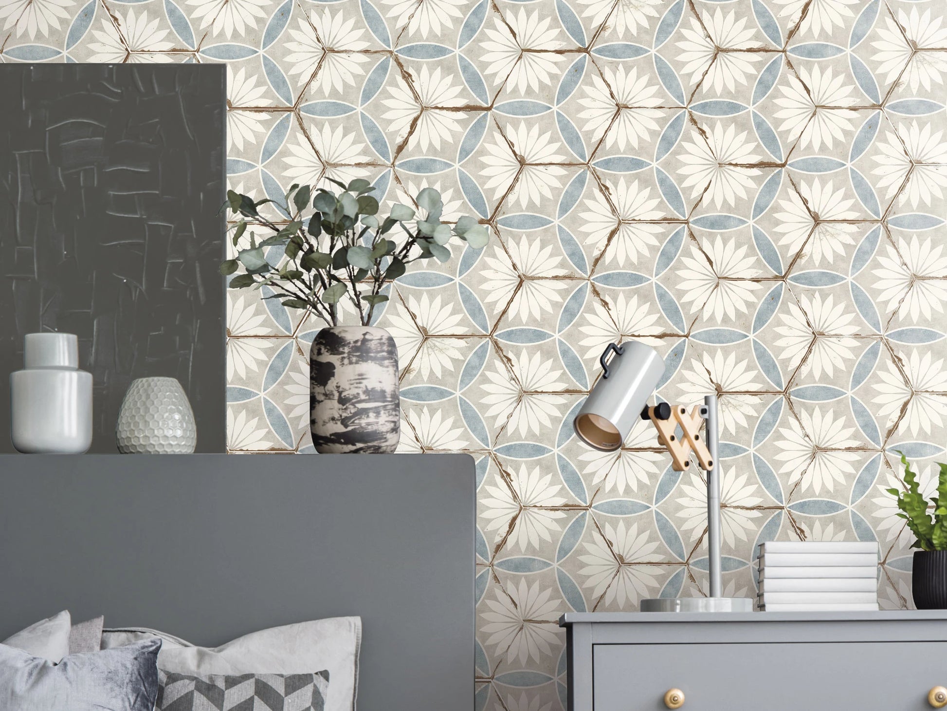 Carrelage Hexagonal Effet Carreau Ciment Bohemia Margarita 21x25 cm de Nanda Tiles