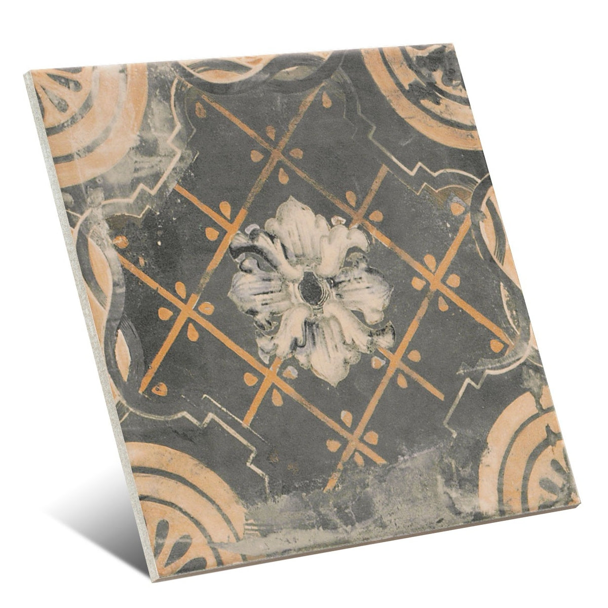 Carrelage Effet carreaux de ciment vieilli Canaletto Nero 20x20 cm de Mainzu
