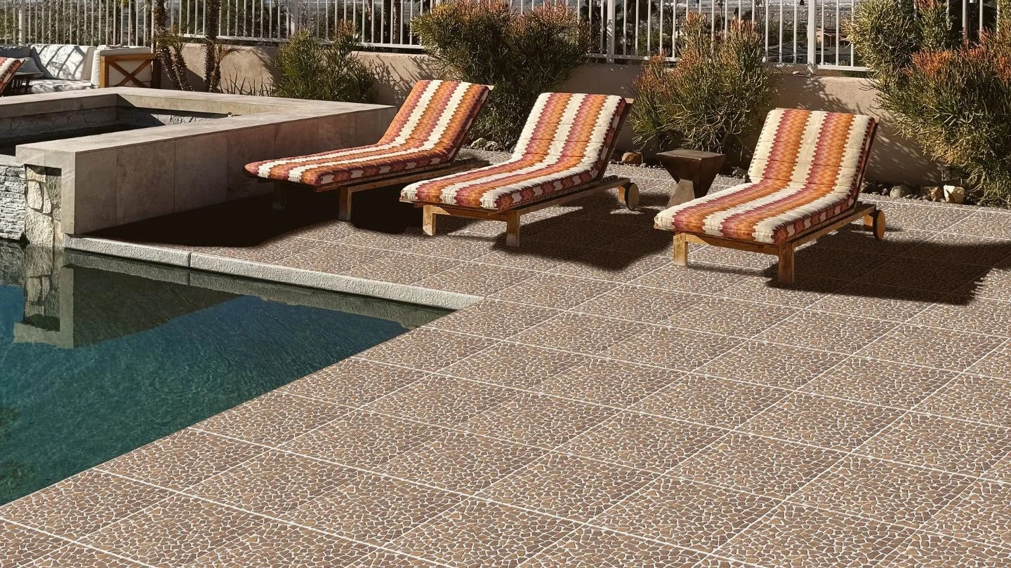 Carrelage Terrasse Effet Pierre Pave Chiado Marron 33,5 x 33,5 cm