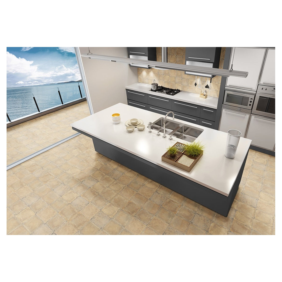 Carrelage Effet carreaux de ciment vieilli Canaletto Nero 20x20 cm de Mainzu