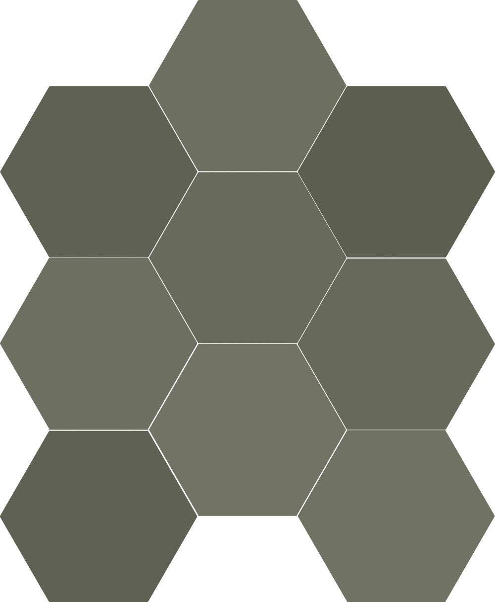 Carrelage Hexagonal Chicago Exa Olive 21,5x25 cm de Dune