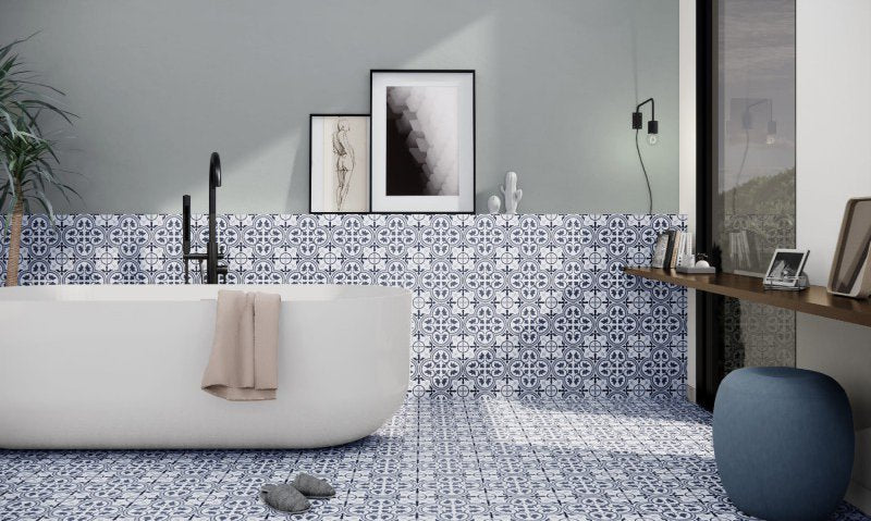 Carrelage Effet Carreau De Ciment Pre Hampton Blue 45x45 cm de Prissmacer