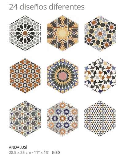 Echantillon Carrelage Hexagonal 24 Decors Mix Andalusi