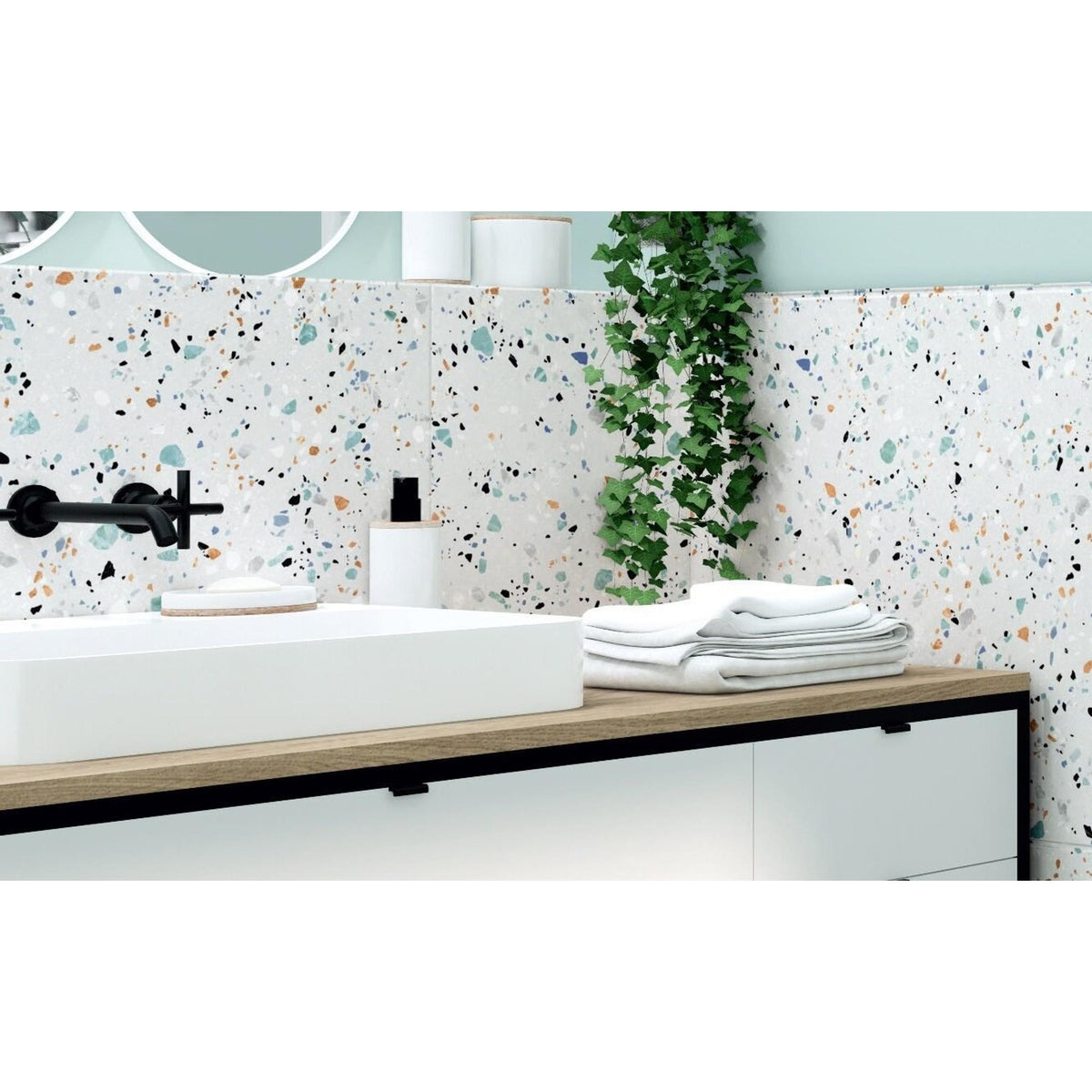 Effet Terrazzo rectifié Gobi Bianco