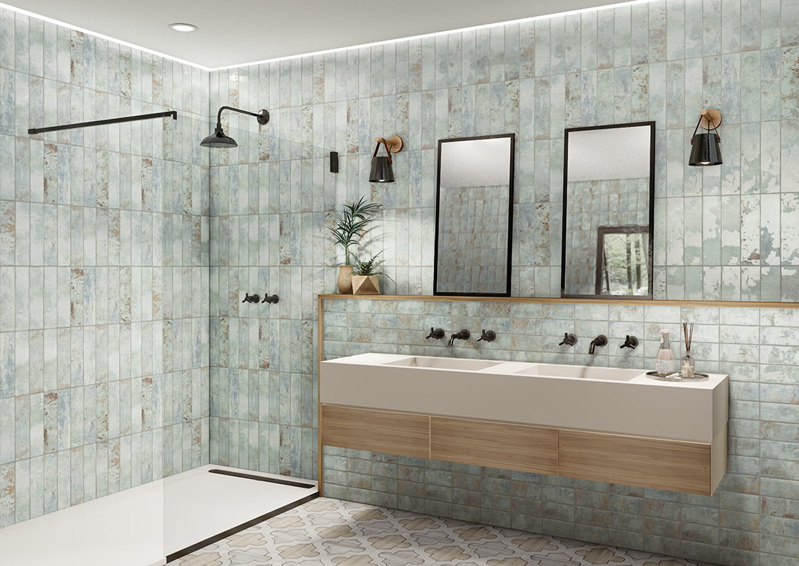 Faience Murale Effet Zellige Bayonne Blu 7,5x30 cm de Mainzu