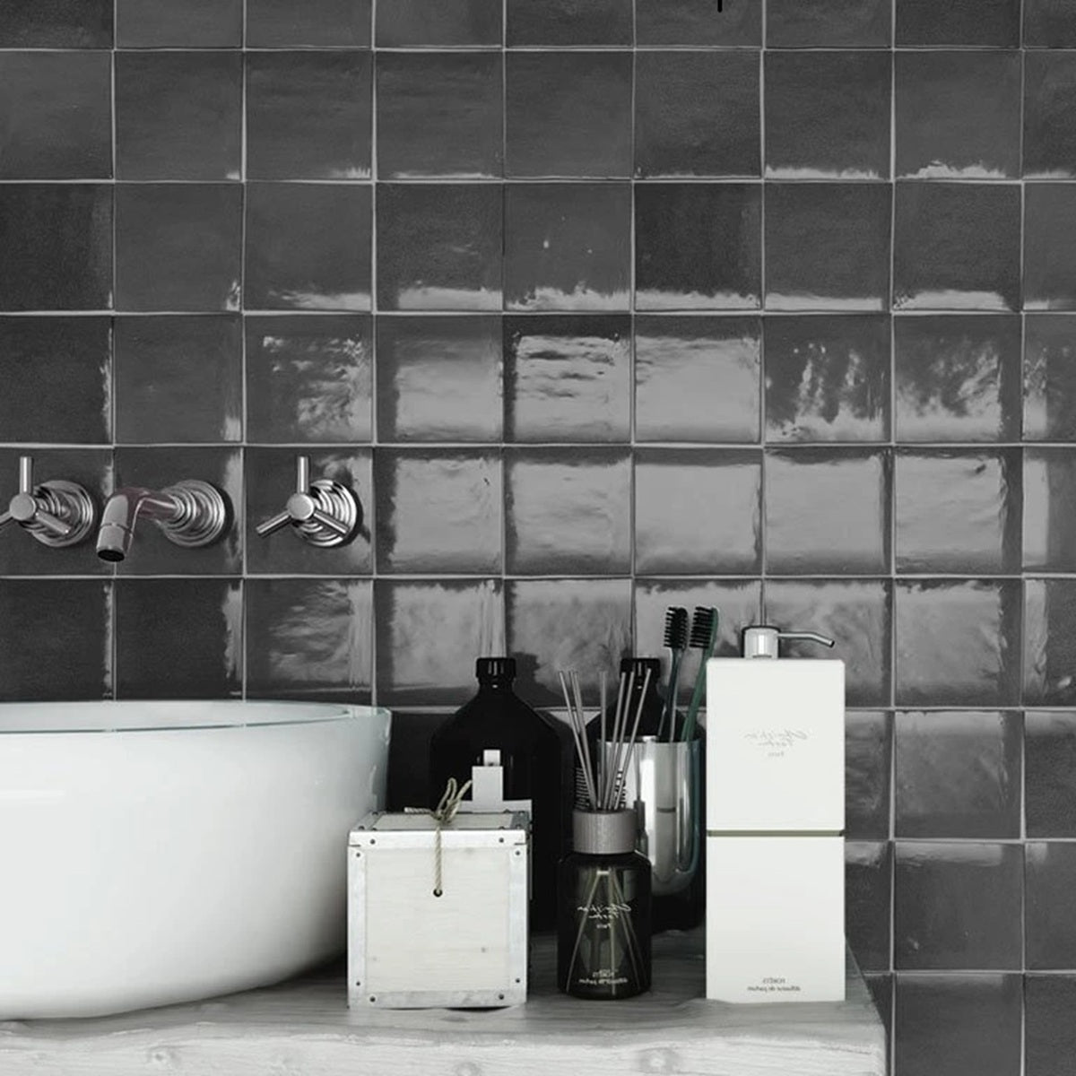 Faience Murale Zelij Gris Oscuro 10x10 cm de Cevica