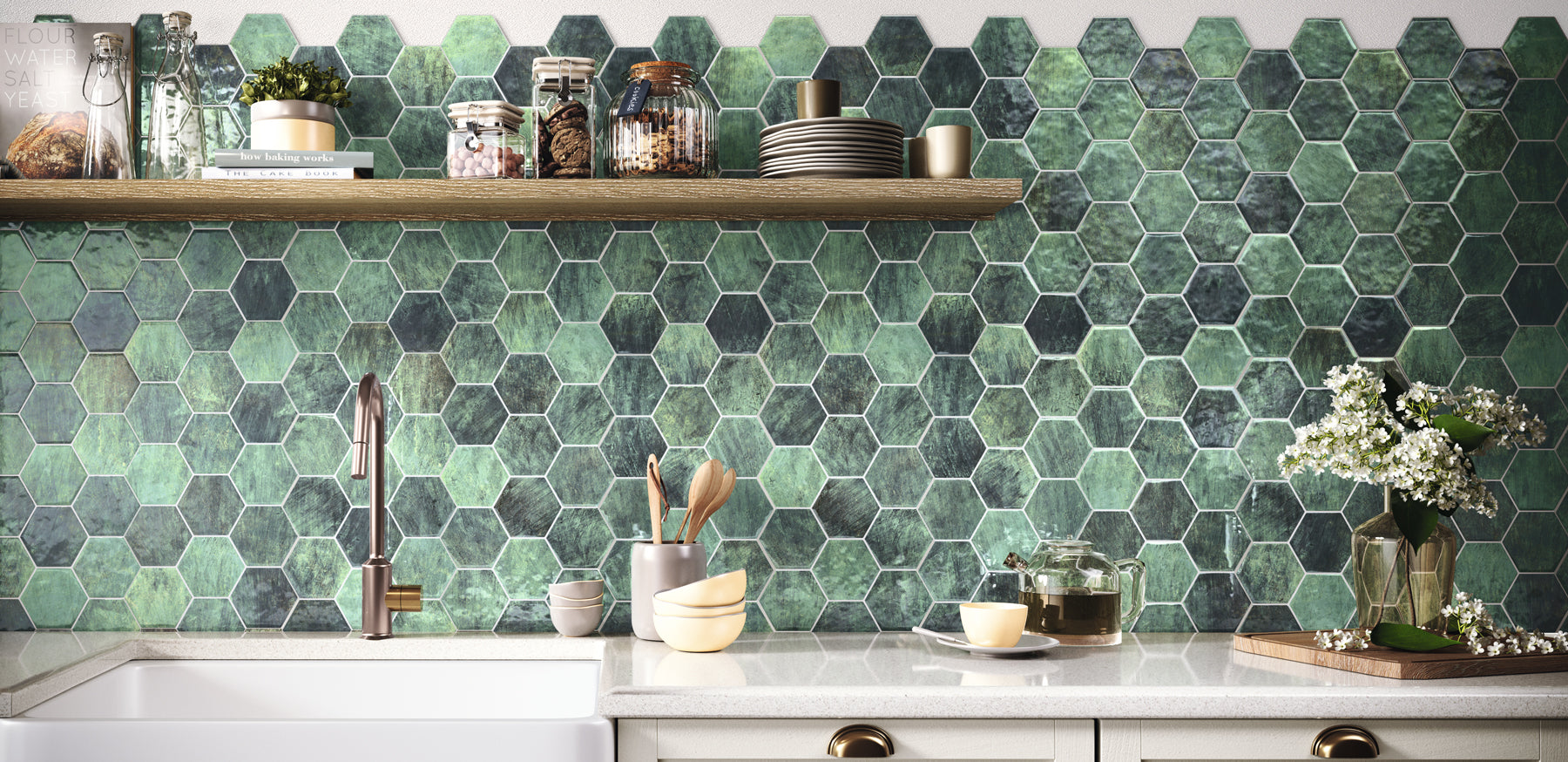 Hexagonal Hex Zellige 26,5x51 cm de Realonda