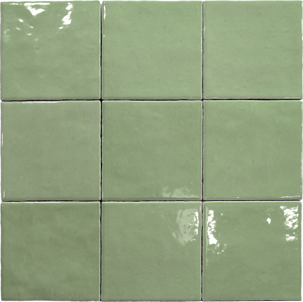 Carrelage Effet Zellige Meknes Verde Brillant 12,5x12,5 cm de Dune