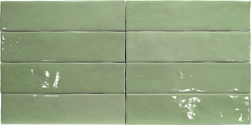 Carrelage Effet Zellige Meknes Verde Brillant 6,2x25 cm de Dune