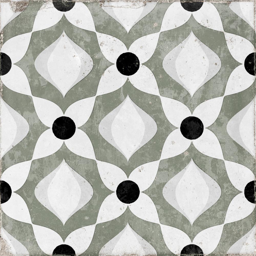 Carrelage Effet Carreau de Ciment Nantes Olive 20x20 cm de Dune