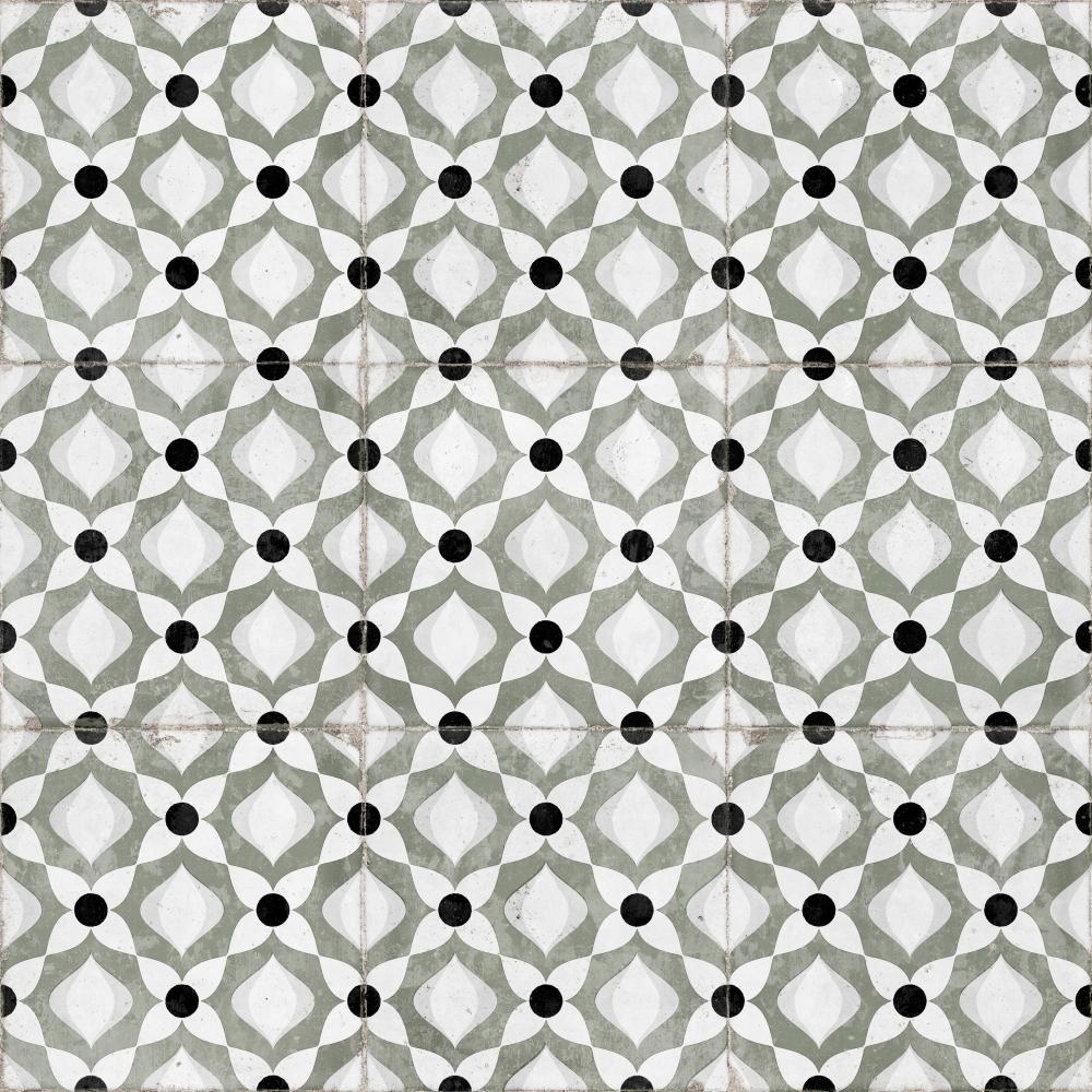 Carrelage Effet Carreau de Ciment Nantes Olive 20x20 cm de Dune