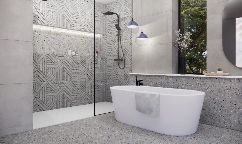 Carrelage Effet Terrazzo Rectifie Gobi Grigio 60x120 cm de Prissmacer