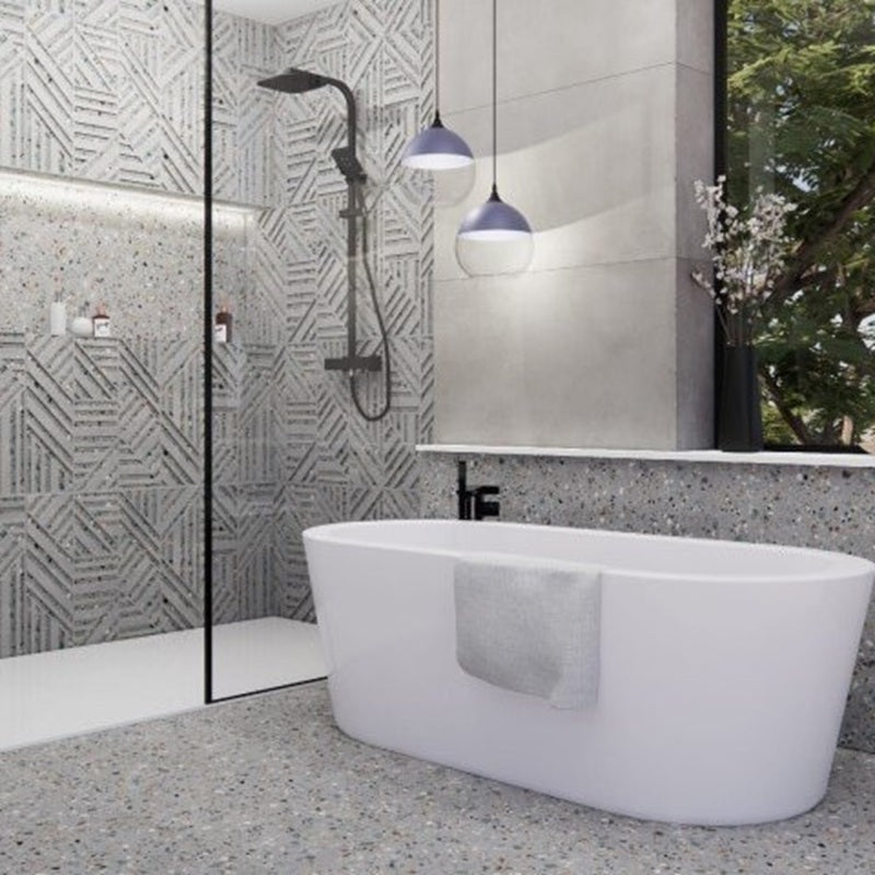 Carrelage Effet Terrazzo Rectifie Gobi Grigio 60x120 cm de Prissmacer