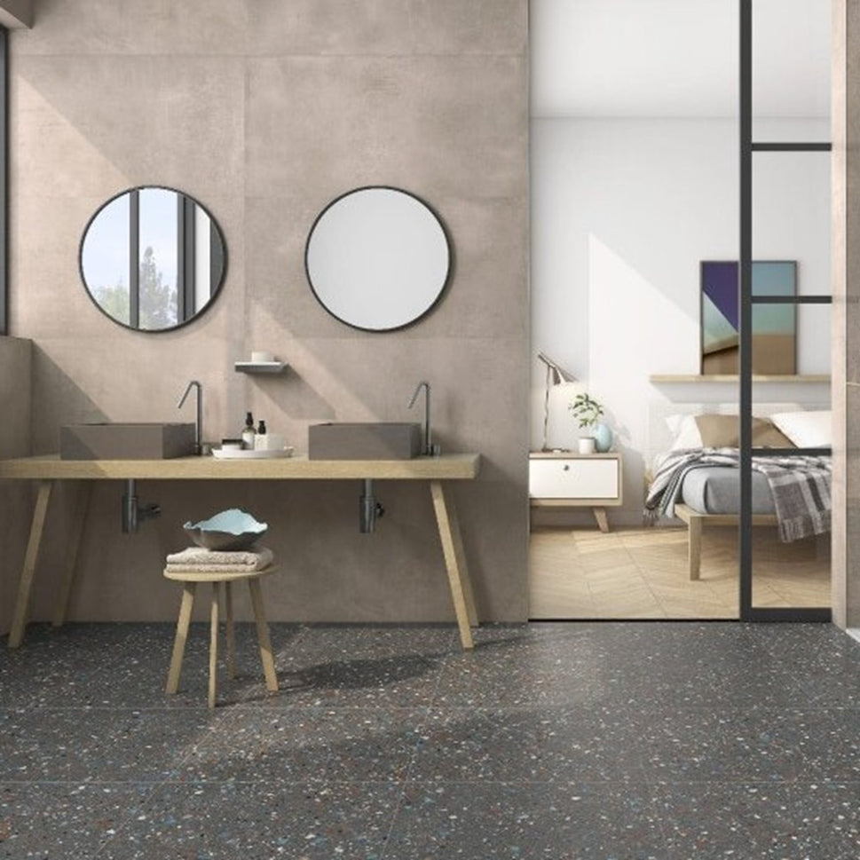 Carrelage Effet Terrazzo Rectifie Gobi Nero 60x120 cm de Prissmacer