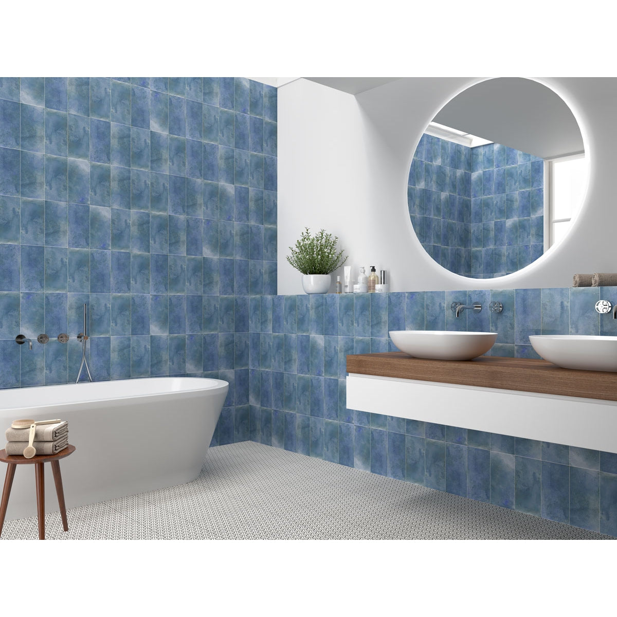 Carrelage Effet Zellige Riviera Bleu 10x30 cm de Mainzu
