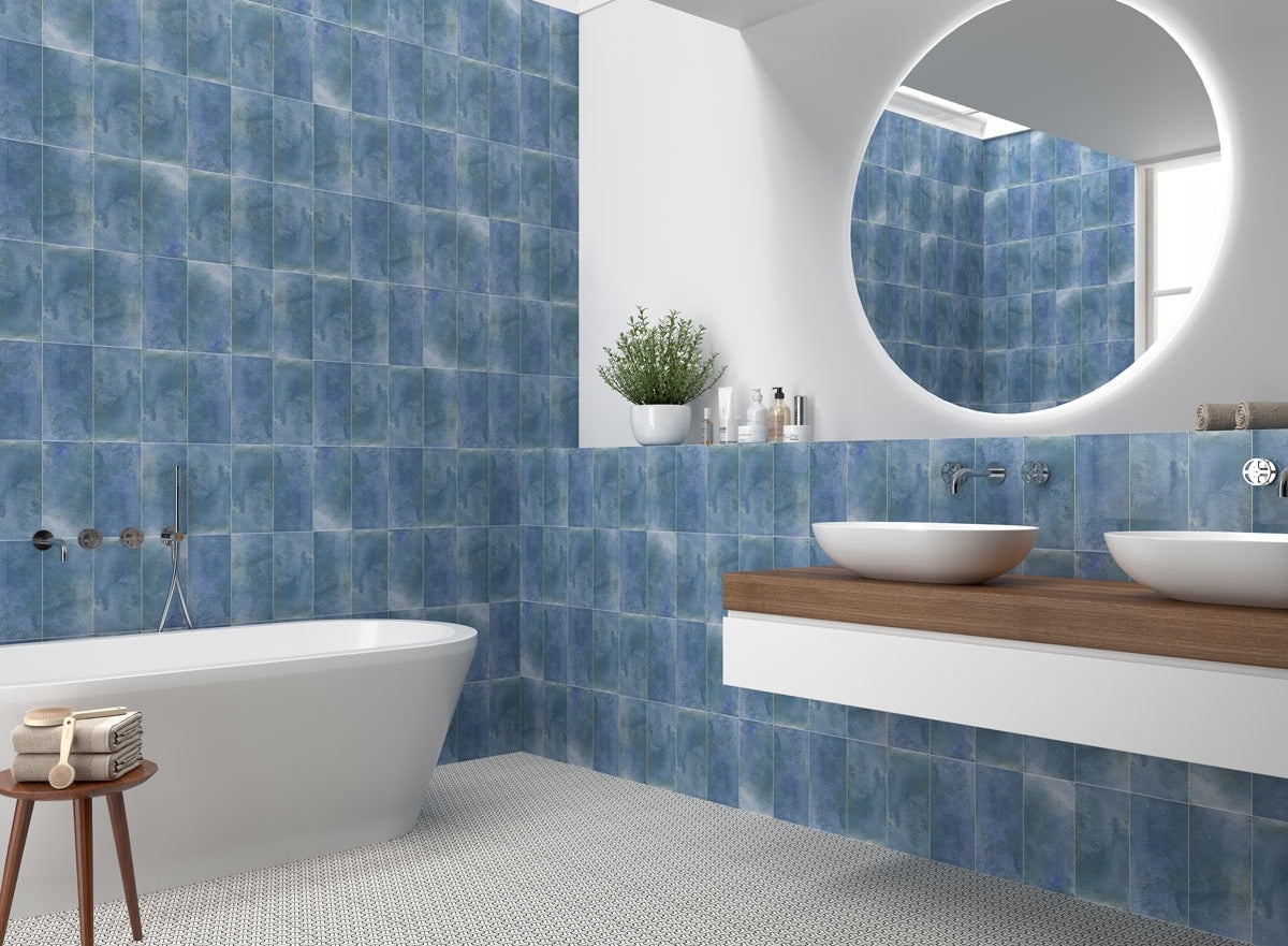 Carrelage Effet Zellige Riviera Bleu 15x30 cm de Mainzu
