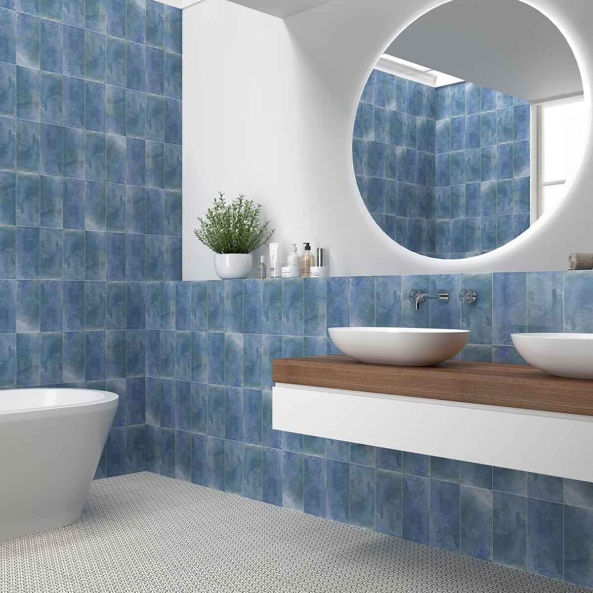 Carrelage Effet Zellige Riviera Bleu 15x30 cm de Mainzu