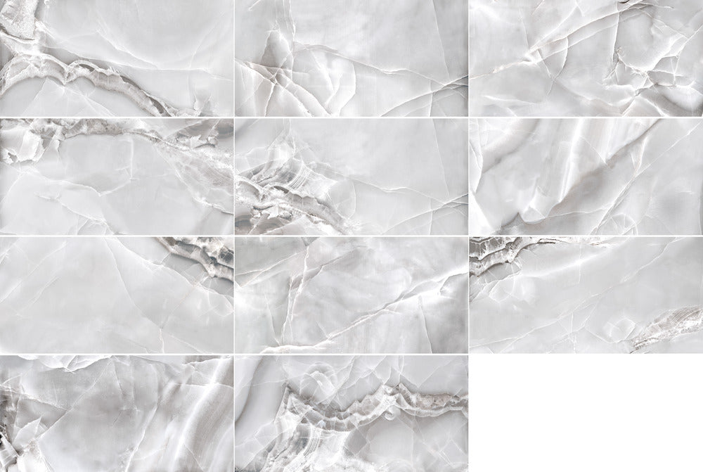 Carrelage Effet Marbre Selene Grey Poli Brillant 60x120 cm de Dune