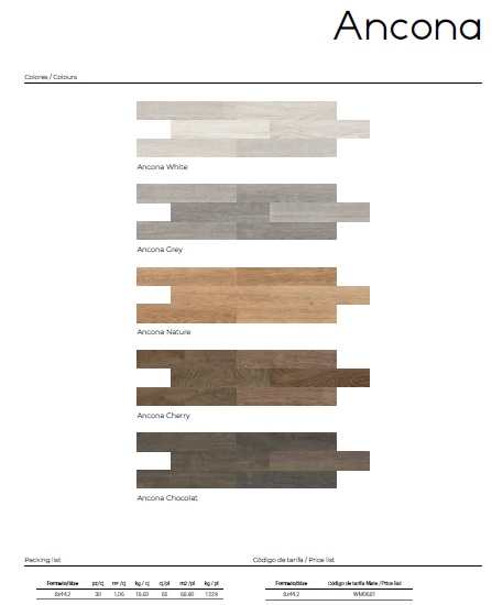 Carrelage Effet Parquet Ancona 8x44,2 cm de Ecoceramic